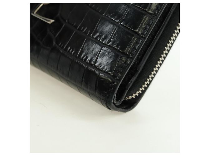 SAINT LAURENT Carteira Compacta Cassandra Croco Embossing Black Auth 179335M Preto - vista 14