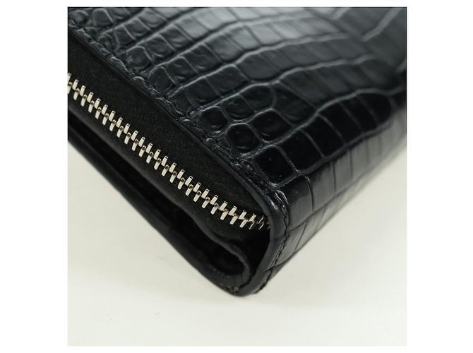 SAINT LAURENT Carteira Compacta Cassandra Croco Embossing Black Auth 179335M Preto - vista 15