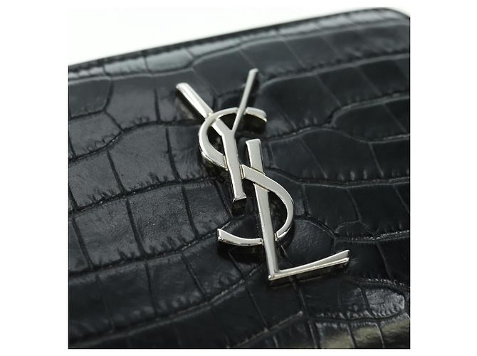 SAINT LAURENT Carteira Compacta Cassandra Croco Embossing Black Auth 179335M Preto - vista 17