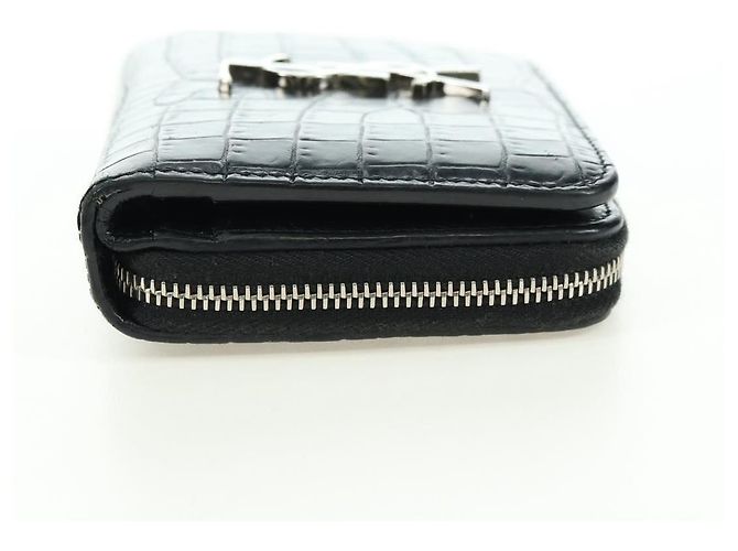 SAINT LAURENT Carteira Compacta Cassandra Croco Embossing Black Auth 179335M Preto - vista 4
