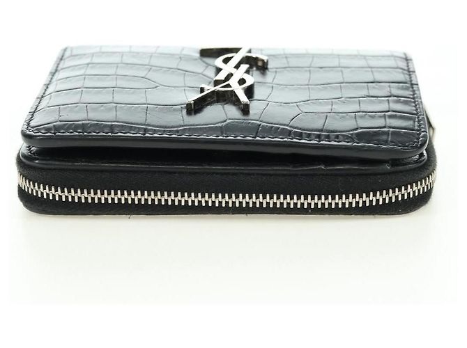 SAINT LAURENT Carteira Compacta Cassandra Croco Embossing Black Auth 179335M Preto - vista 5