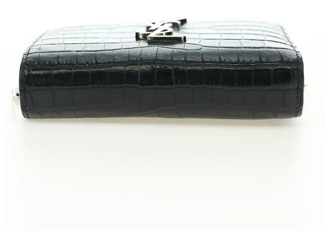 SAINT LAURENT Carteira Compacta Cassandra Croco Embossing Black Auth 179335M Preto - vista 6