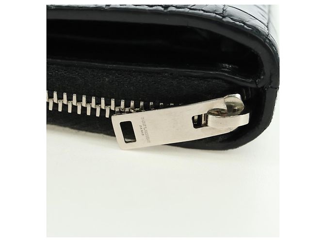 SAINT LAURENT Carteira Compacta Cassandra Croco Embossing Black Auth 179335M Preto - vista 8