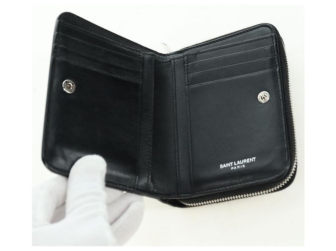 SAINT LAURENT Carteira Compacta Cassandra Croco Embossing Black Auth 179335M Preto - vista 9