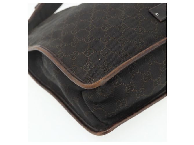 Borsa a Spalla GUCCI GG Canvas Marrone Scuro Argento 90656 Auth 177610 - vista 15