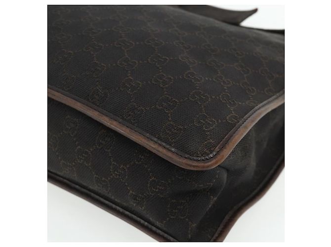 Borsa a Spalla GUCCI GG Canvas Marrone Scuro Argento 90656 Auth 177610 - vista 16