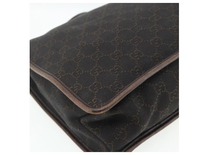 Borsa a Spalla GUCCI GG Canvas Marrone Scuro Argento 90656 Auth 177610 - vista 17