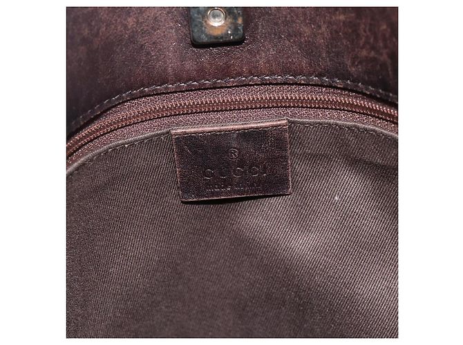 Borsa a Spalla GUCCI GG Canvas Marrone Scuro Argento 90656 Auth 177610 - vista 18
