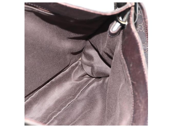 Borsa a Spalla GUCCI GG Canvas Marrone Scuro Argento 90656 Auth 177610 - vista 19