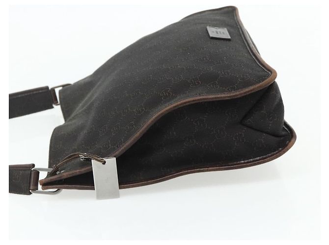 Borsa a Spalla GUCCI GG Canvas Marrone Scuro Argento 90656 Auth 177610 - vista 3