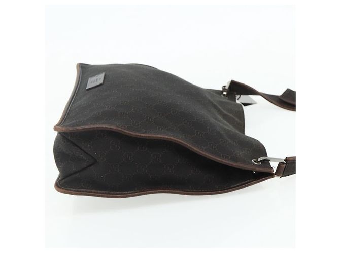 Borsa a Spalla GUCCI GG Canvas Marrone Scuro Argento 90656 Auth 177610 - vista 4