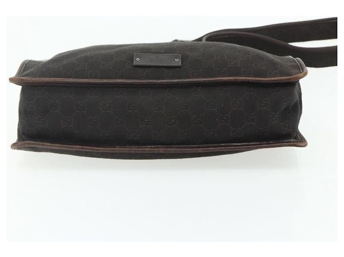 Borsa a Spalla GUCCI GG Canvas Marrone Scuro Argento 90656 Auth 177610 - vista 5