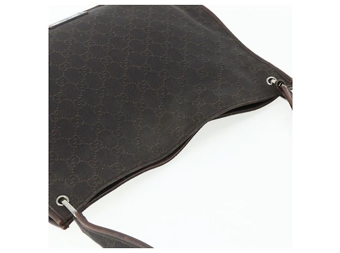 Borsa a Spalla GUCCI GG Canvas Marrone Scuro Argento 90656 Auth 177610 - vista 6