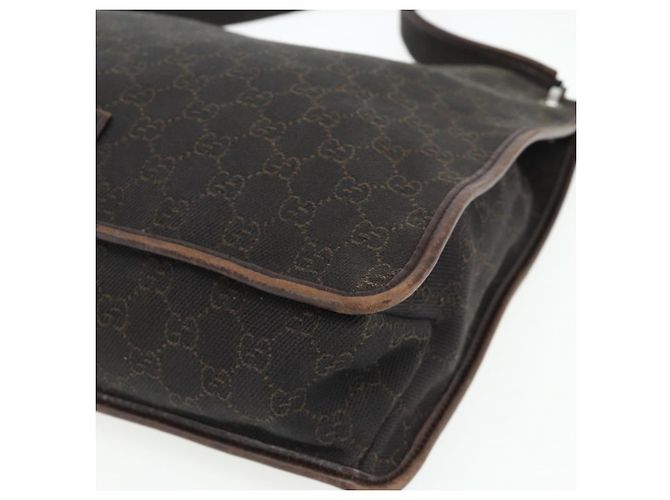 Borsa a Spalla GUCCI GG Canvas Marrone Scuro Argento 90656 Auth 177610 - vista 8