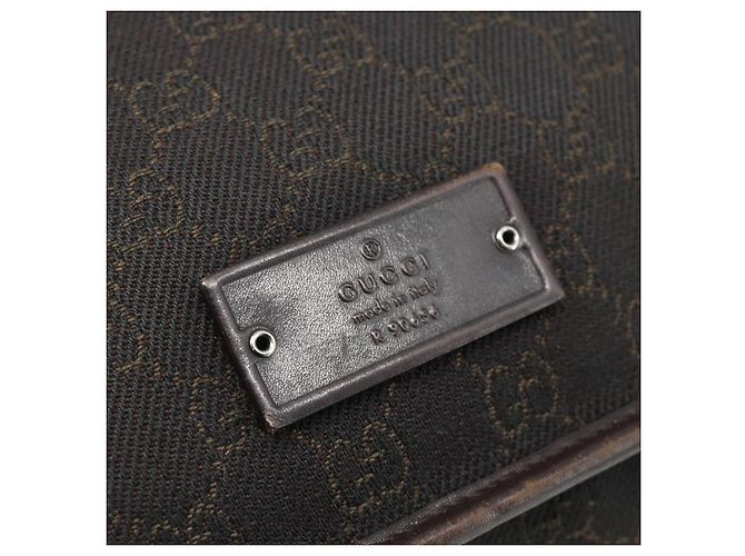 Borsa a Spalla GUCCI GG Canvas Marrone Scuro Argento 90656 Auth 177610 - vista 9