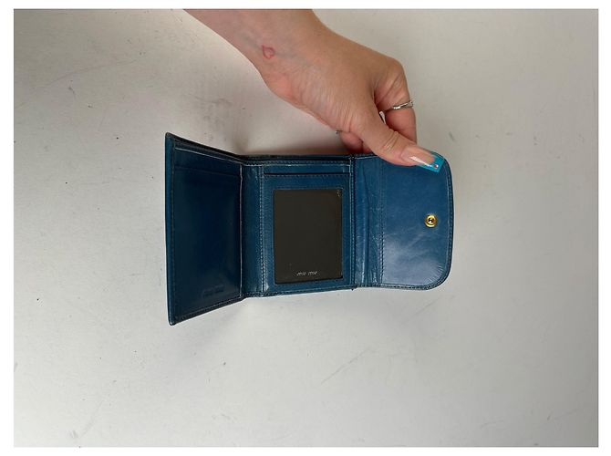 Vintage Miu Miu Pebbled Wallet Blue - view 3