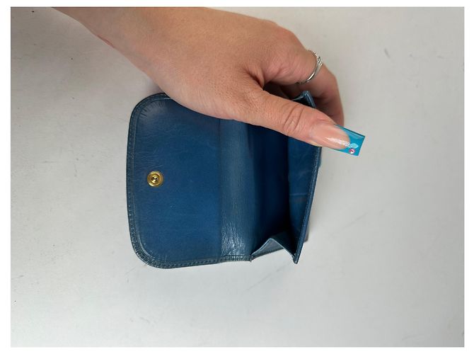 Vintage Miu Miu Pebbled Wallet Blue - view 5