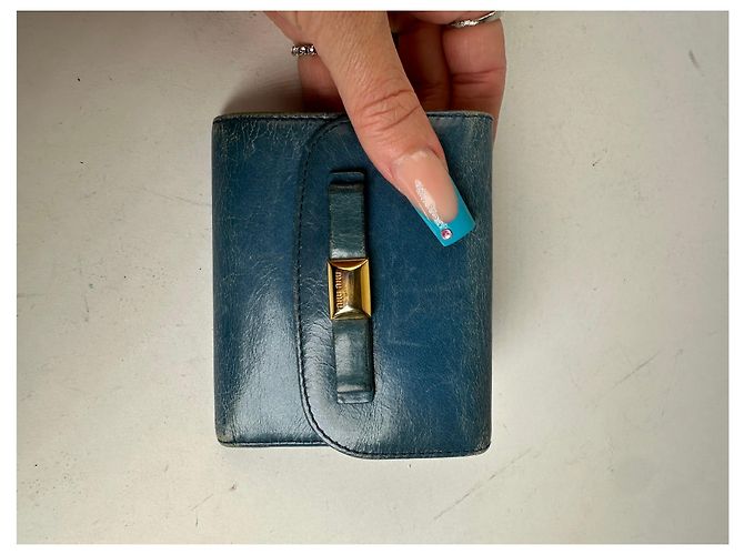 Vintage Miu Miu Pebbled Wallet Blue - view 6