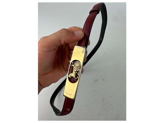 Edge Céline Cintura in pelle vintage Celine bordeaux Bordò - vista 6