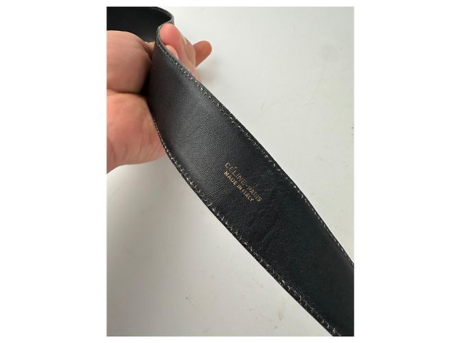 Céline Vintage Celine Glattleder-Gürtel Schwarz - Ansicht 2