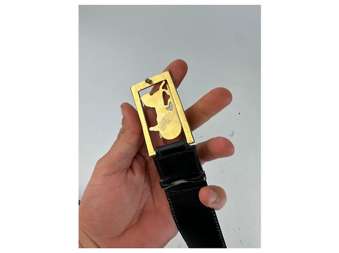 Céline Vintage Celine Glattleder-Gürtel Schwarz - Ansicht 4