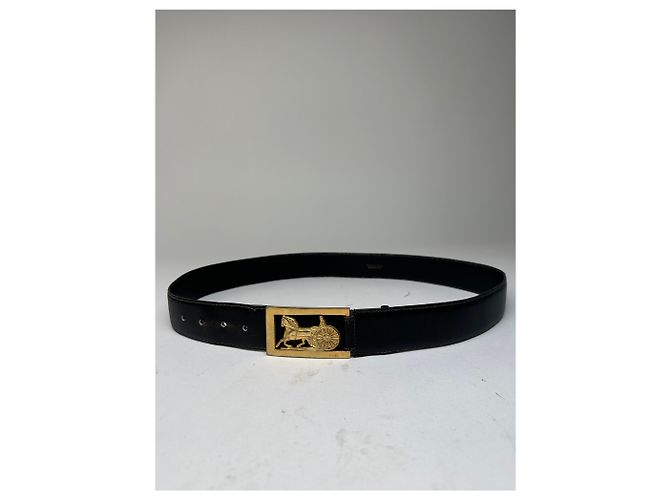 Céline Vintage Celine Glattleder-Gürtel Schwarz - Ansicht 8