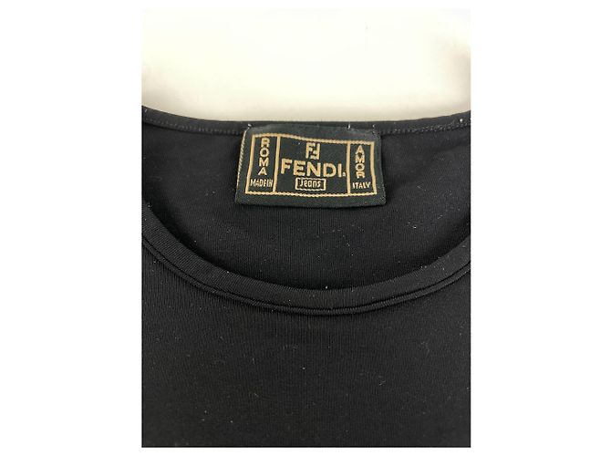 T-shirt in cotone vintage Fendi nera Nero - vista 4