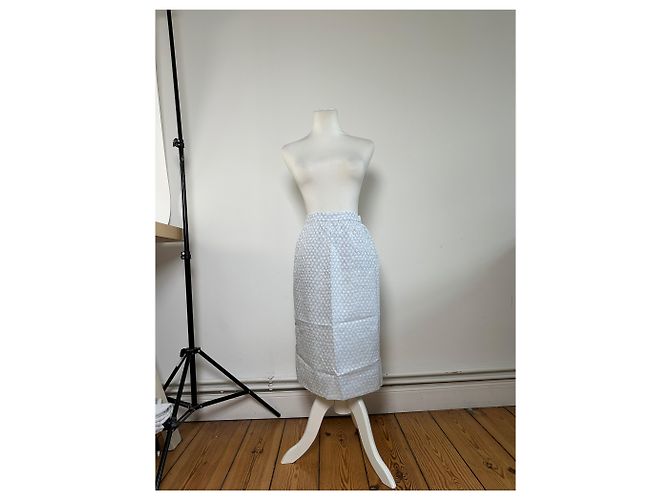 Vintage Givenchy Seidenrock Light Blau - vista 14