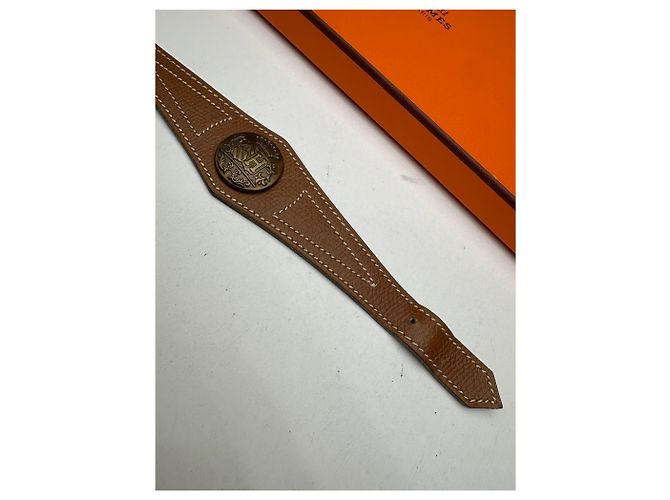 Bracciale liscio vintage Hermès marrone - vista 3