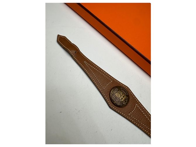 Bracciale liscio vintage Hermès marrone - vista 7