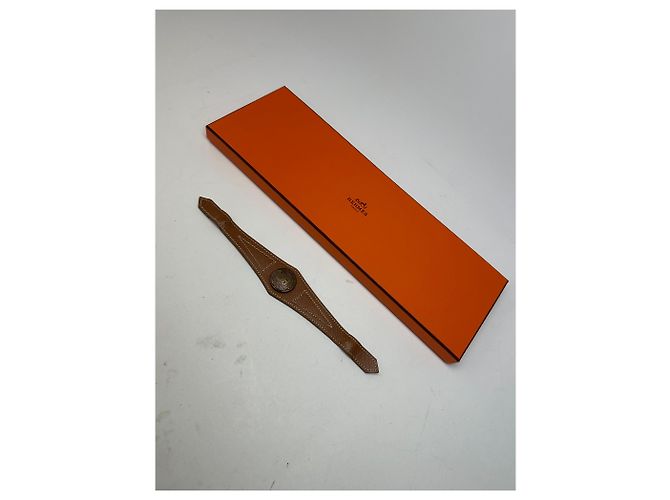 Bracciale liscio vintage Hermès marrone - vista 9