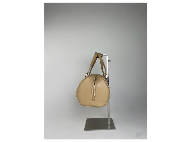 Céline Celine Bowling Bag aus beige Leder mit geprägtem Logo-Muster - Ansicht 6