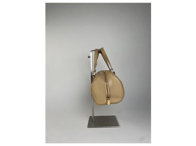Céline Celine Bowling Bag aus beige Leder mit geprägtem Logo-Muster - Ansicht 8