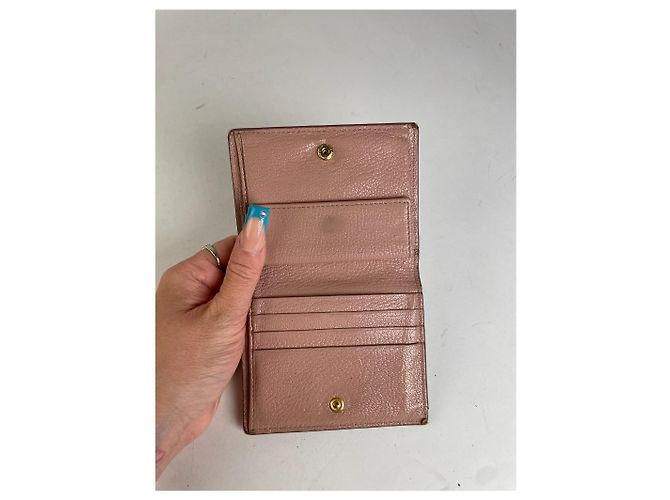 Miu Miu Ledergeldbörse Distressed Pink - Ansicht 3