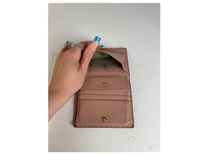 Miu Miu Ledergeldbörse Distressed Pink - Ansicht 9