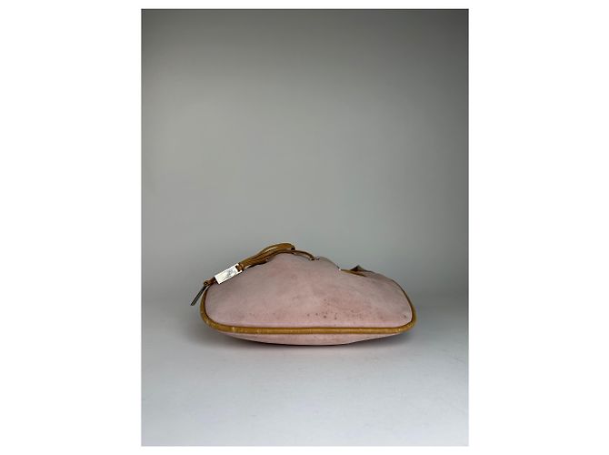 Borsa Hobo Gucci in scamosciato rosa con chiusura a coulisse - vista 10