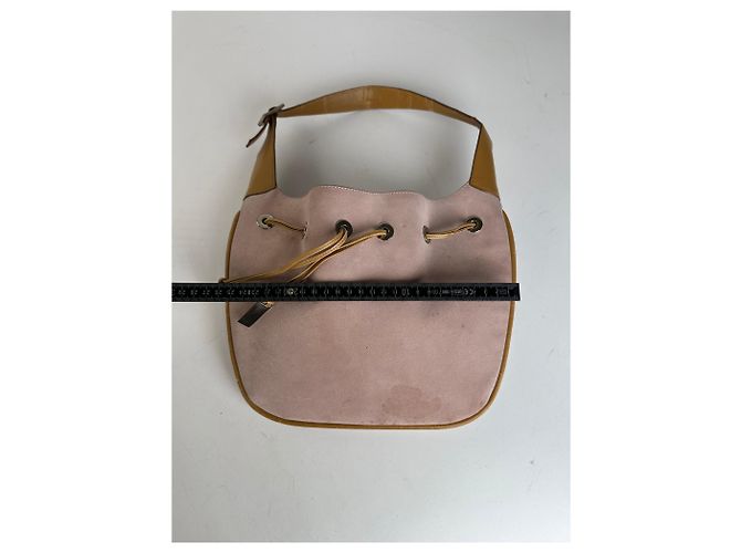Borsa Hobo Gucci in scamosciato rosa con chiusura a coulisse - vista 12