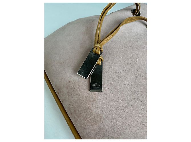 Borsa Hobo Gucci in scamosciato rosa con chiusura a coulisse - vista 14