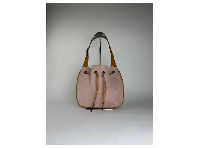 Borsa Hobo Gucci in scamosciato rosa con chiusura a coulisse - vista 15