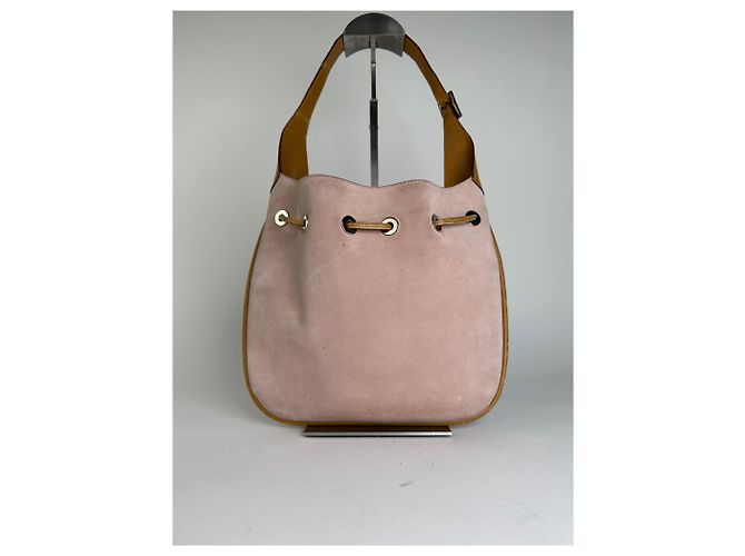 Borsa Hobo Gucci in scamosciato rosa con chiusura a coulisse - vista 2