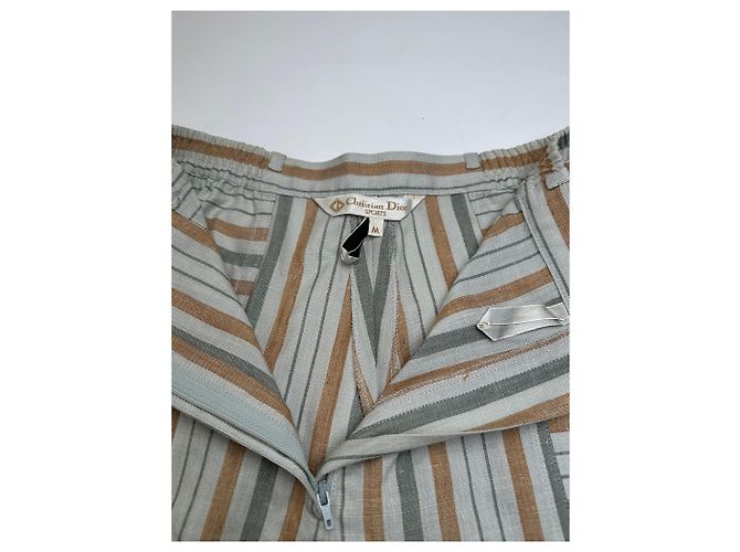 Pantaloncini in misto cotone a righe Dior Blu Bianco - vista 3