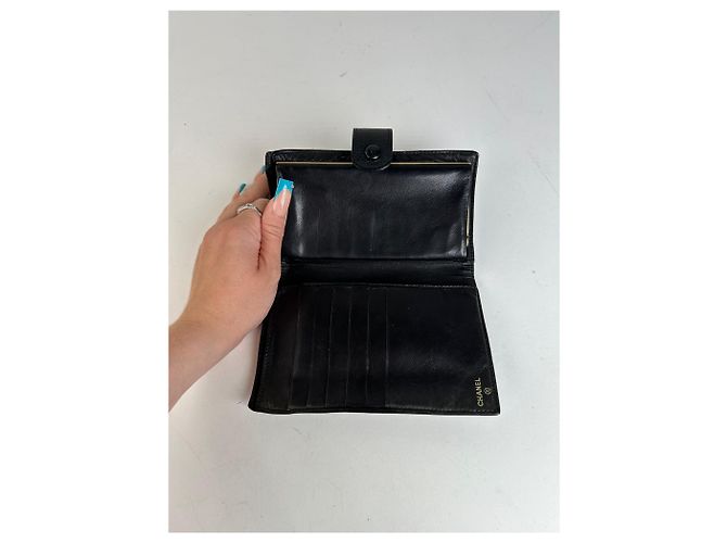 Timeless Chanel Black Leather Embossed Logo Wallet Accessory - view 4
