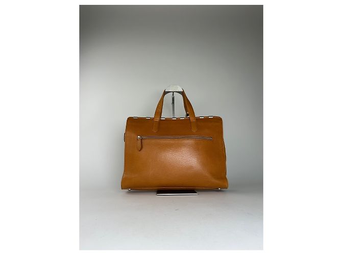 Bolso Tote Courreges de cuero color canela con herrajes en tono plata Camello - vista 13