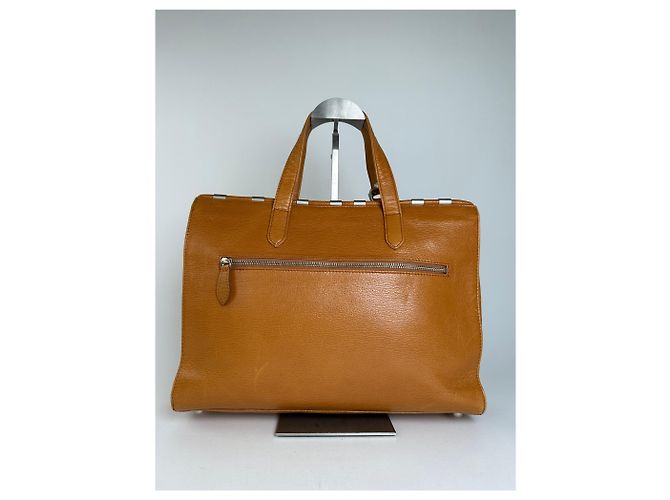 Bolso Tote Courreges de cuero color canela con herrajes en tono plata Camello - vista 2