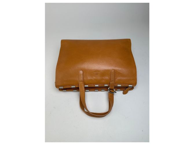 Bolso Tote Courreges de cuero color canela con herrajes en tono plata Camello - vista 3