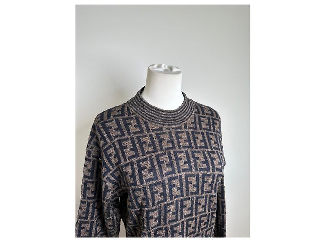 Suéter de punto Fendi Iconic FF Monogram Marrón Castaño - vista 7