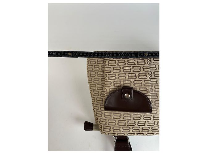 Borsa Tote in tela beige e pelle con monogramma Balenciaga - vista 13