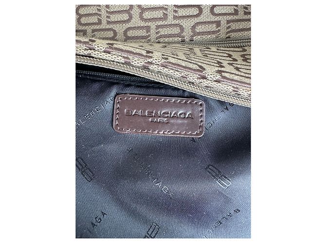 Borsa Tote in tela beige e pelle con monogramma Balenciaga - vista 4