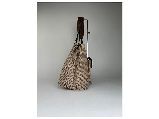 Borsa Tote in tela beige e pelle con monogramma Balenciaga - vista 5