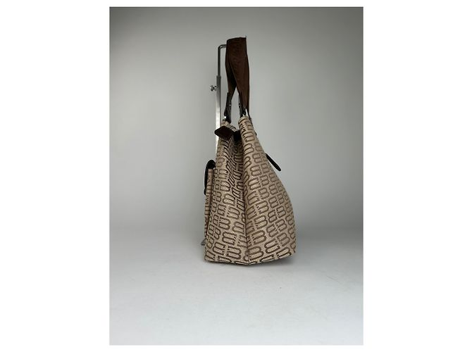 Borsa Tote in tela beige e pelle con monogramma Balenciaga - vista 6